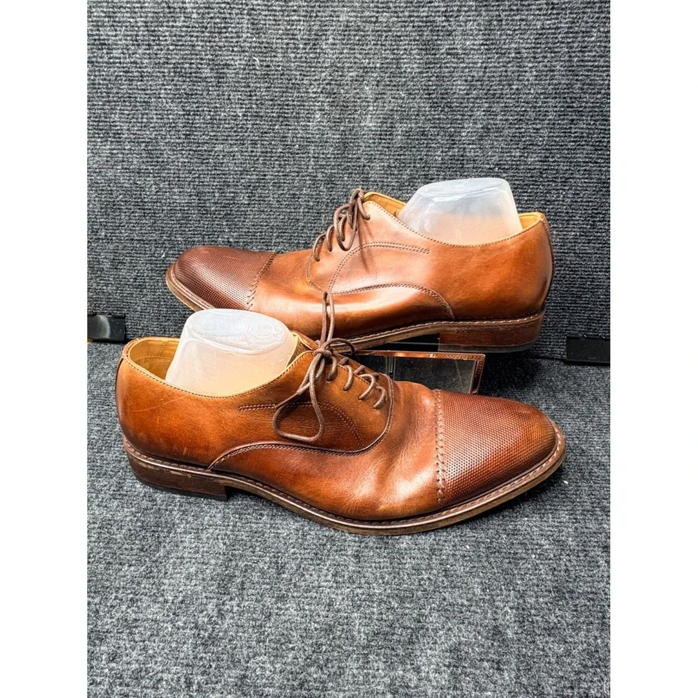Joseph Abboud Mens Tan Leather Cap Toe Oxford Dress Shoes X250872 Size 13D